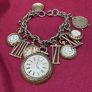 Arthur Pepper “ART” Signed VTG Timepiece Theme Charm Bracelet